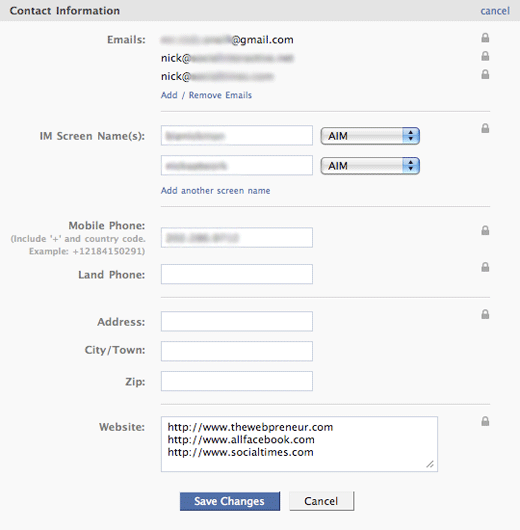 -Profile Contact Edit Form Screenshot-